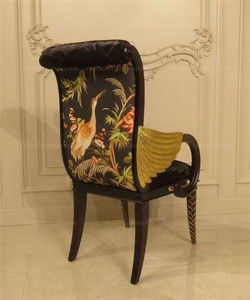 Muebles tallados de madera francesa, silla antigua negra de lujo para comedor con reposabrazos, cheep - Product Image 4