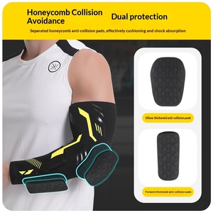 Manchon de compression long en Spandex/Polyester pour <span class=keywords><strong>bras</strong></span>, protection anti-collision en nid d'abeille, séparable, antidérapant, pour le cyclisme et le basketball - Product Image 2