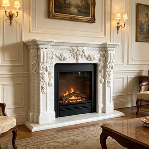 Caminetto in Marmo Intagliato Ornato |   Stile Classico Francese per Salotti di Palazzi e Ville - Product Image 1