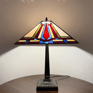 Lámpara de Mesa Clásica Tiffany de Vidrio con Diseño de Vitral, E26 E27, Lámpara Decorativa de Lectura para Sala de Estar, 16 Pulgadas - Product Image 4