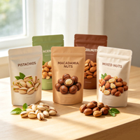 Op maat gedrukte staande Mylar zakjes met ziplock sluiting, food grade OEM verpakking voor noten, gevriesdroogd fruit en gedroogde snacks