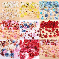 Kepala Bunga Mawar Peony Kain Buatan Tangan Warna Kustom untuk Dekorasi Latar Belakang Pesta, Hiasan Tengah Pilar Pernikahan, Kepala Bunga Sutra Mini