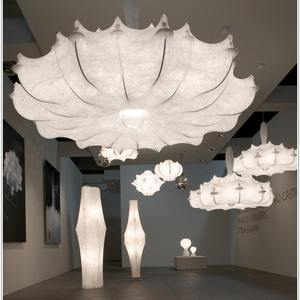 Lustre en soie blanche de style italien moderne et nordique, luminaire de couleur crème pour salon, salle à manger, centre de pièce - Product Image 3