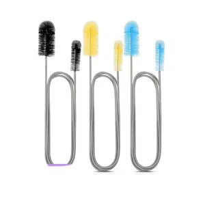 DS2370 Stainless Steel Double-Ended Hose Brush Pipe Cleaners Tube Straw Cleaning Brush U-Shape Flexible Drain Brush