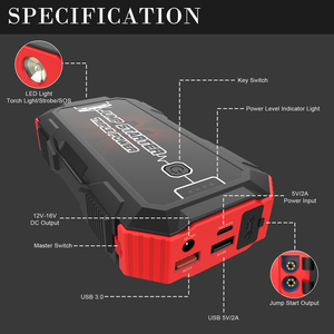Démarreur de secours haute performance 3000A 4000A 12V 20000mAh, <span class=keywords><strong>booster</strong></span> de batterie portable avec lampe torche LED et protection anti-étincelles pour voiture - Product Image 3
