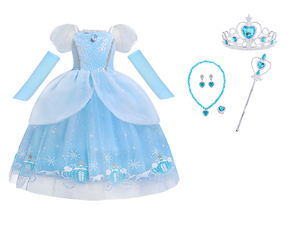 Costume da principessa blu fantasia Costume da principessa per bambini e <span class=keywords><strong>film</strong></span> di Halloween vestito da principessa per bambini Costume da Cosplay per bambina - Product Image 3