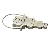Flashdisk USB Logam Bentuk Babi Lucu dengan Logo Kustom Baru, Terenkripsi, Garansi 3 Tahun, Hadiah Promosi Liburan