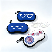 Étui à lunettes noir en néoprène avec fermeture éclair, durable, léger, moderne et élégant, pour le rangement des lunettes