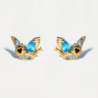 ZUOLA - Juego de Aretes Pequeños de Latón con Baño de Oro de 18K, Diseño de Personajes de Cuentos de Hadas Blancanieves, con Microincrustaciones de Circonita, Estilo Dibujos Animados