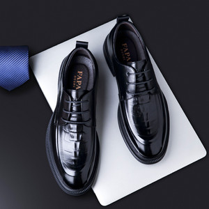 Fapai Men's Leather Oxfords Brown Formal Business <b>Shoes</b> Lace-Up Office Wear Durable <b>Comfortable</b> Commuter Style - Product Image 4