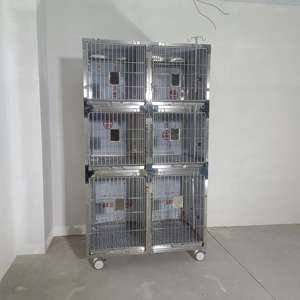 Cage à chien empilable à trois niveaux, double porte, design minimaliste et silencieux, <span class=keywords><strong>pour</strong></span> usage domestique et commercial - Product Image 2