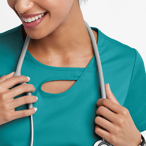 Women's Cotton Scrub Set Short Sleeve Two Piece Uniform For Hospital Spa Beauty Salon Comfortable Breathable Royal Blue - Product Image 3