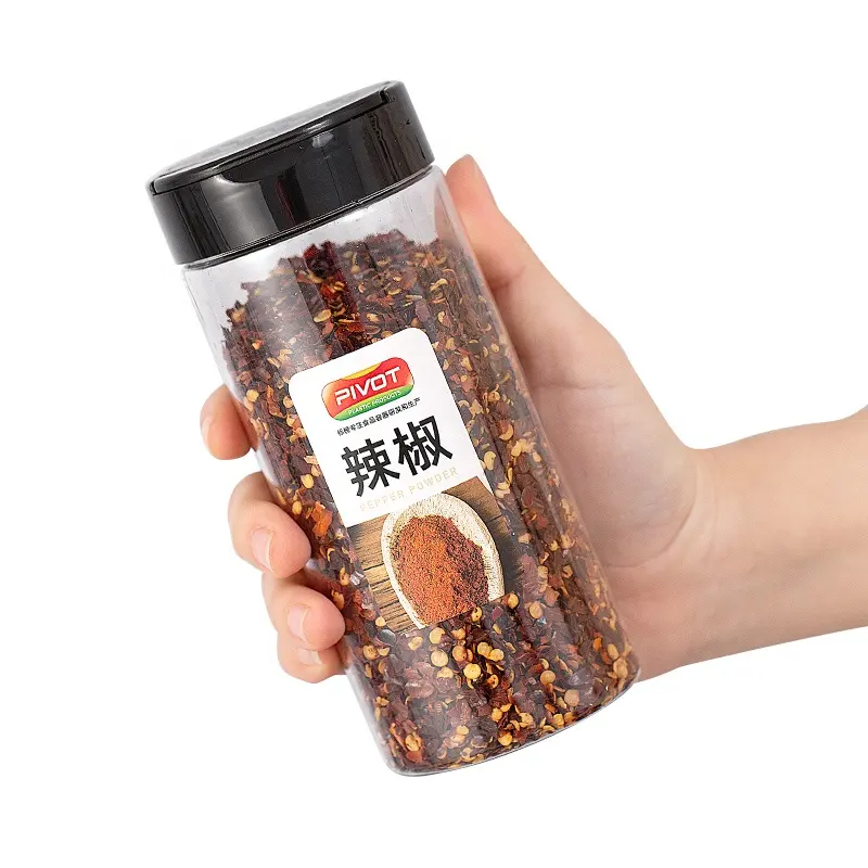 Imballaggio della bottiglia di plastica della spezia della polvere del peperoncino rosso del condimento dell'animale domestico trasparente di vendita calda 230ml