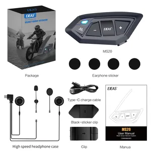 EJEAS Original MS20 Motorcycle Helmet Intercom 20 Riders Group Connection Intercom With Any Brand Bluetooth Headset