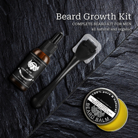 Kit de rouleaux de croissance de barbe de marque privée kit de barbe à huile de croissance de cheveux kit de toilettage de barbe pour hommes