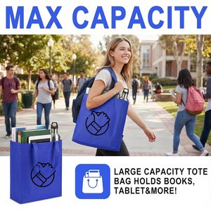 Sacs fourre-tout réutilisables en non-tissé, lot de 6, 11,81x14,96x3,94 po, avec logo personnalisé pour les achats professionnels - Product Image 6