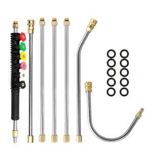 Ensemble de rallonge de <span class=keywords><strong>lance</strong></span> de lavage à haute pression pour voiture électrique OnniLuLu, tige flexible en acier inoxydable, raccord rapide 1/4, <span class=keywords><strong>lance</strong></span> de pulvérisation 4000 psi - Product Image 1