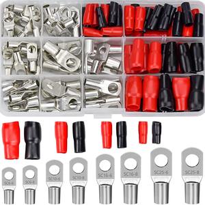 Connecteurs de fils en cuivre SC exclusifs transfrontaliers, 120 pièces, avec gaine thermorétractable rouge et noire pour câblage électrique - Product Image 1