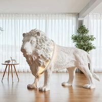 Prix usine peu coûteux H180cm écologique en fibre de verre Lion Statue modèle modèle peint à la main TV & Movie Style
