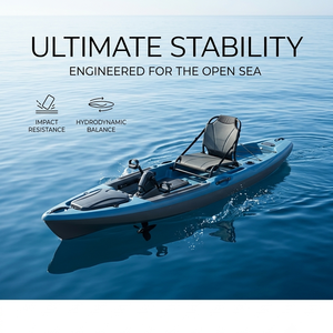Kayak de pêche en mer à pédales, monoplace, en plastique, avec chaise en maille, bleu, directement de l'usine - Product Image 2