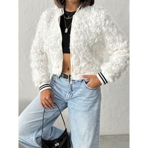 Manteau d'hiver Topshow réversible à motif rose, vestes zippées taille XL, tissu en polyester cristallin long et amovible - Product Image 6