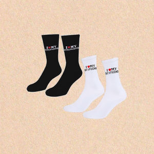 <span class=keywords><strong>Calcetines</strong></span> Divertidos con Letras para Parejas, 'I Love My Girlfriend Boyfriend', 100% Algodón, Antibacterianos, Regalo de San Valentín - Product Image 3