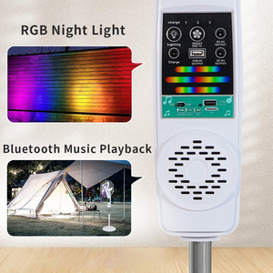 Ventilateur sur pied solaire Bluetooth de 16 pouces avec 5 pales, 6 vitesses, lumière LED multifonction, rechargeable par USB - Product Image 4
