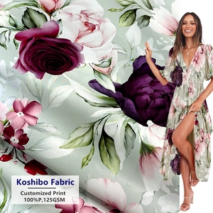 <span class=keywords><strong>Muestra</strong></span> Gratuita de Tela Crepé Koshibo de Poliéster Tejido con Estampado Floral Digital de 125 g/m² para Vestidos y Blusas de Verano - Product Image 3