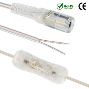 Cavo di Alimentazione DC 5.5x2.1 di Alta Qualità con Interruttore a Levetta, PVC Trasparente per Insegne LED e Lightbox, Cavo Personalizzato OEM ODM - Product Image 1