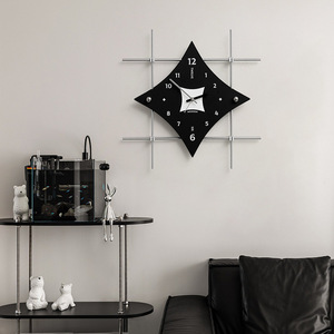 WOZOOM Geometric Wall <b>Clock</b> Quartz <b>Battery</b> Powered Single Face For Living Room Home Use - Product Image 1