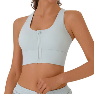 <span class=keywords><strong>Sujetador</strong></span> deportivo de alta intensidad con <span class=keywords><strong>cremallera</strong></span> frontal para mujer, de spandex/nailon, a prueba de golpes, con tirantes fijos, para entrenamiento físico y yoga. - Product Image 5