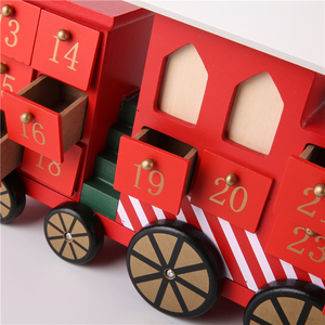 Calendrier de l'Avent en bois naturel écologique Chiding Unique, couleur naturelle, train, camion, décoration de la maison, 42x10x12cm - Product Image 6