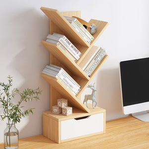 <b>Tree</b> Shaped Desktop Bookshelf Wood Storage Rack Office Organizer For Desk Students Creative <b>Bookcase</b> With Drawer - Product Image 1