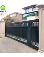 Gambar Desain Gratis Pintu Geser Utama Elektrik Desain Modern Berlapis Bubuk Ramah Lingkungan dari Aluminium Kustom yang Aman dan Terbuat dari Kaca Tempered