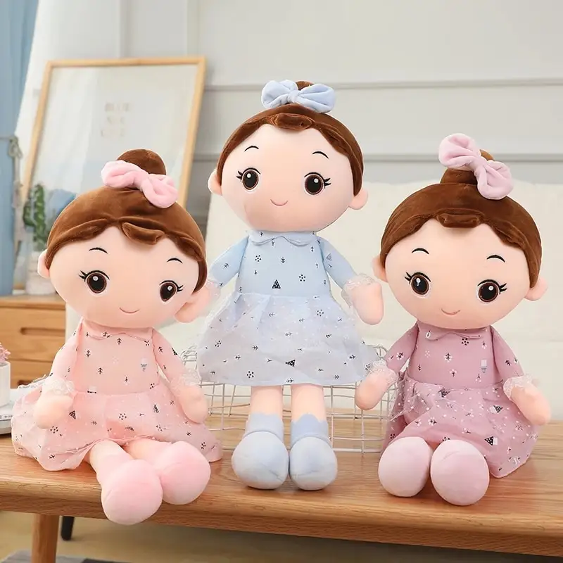 Boneka anak perempuan, Super Kawaii dengan pakaian, mainan bayi menenangkan, boneka lembut kartun, mainan mewah untuk hadiah anak-anak