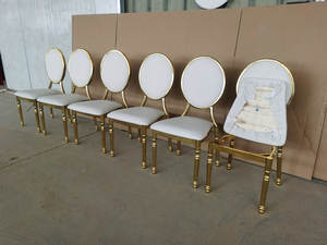 Preço barato Atacado Evento De Luxo Rodada Back Design Gold party Aço Inoxidável Cadeira De Casamento Do Hotel - Product Image 5