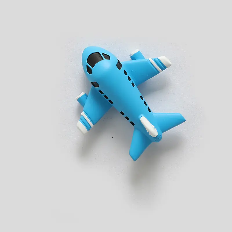 Cute gifts space flight 3D blue airplane resin fridge magnet