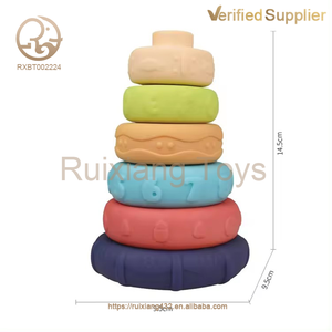 Approvisionnement d'usine éducation sensorielle Montessori Silicone souple jouet de nidification anneau empilé Silicone bébé Silicone anneau empilé - Product Image 2
