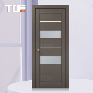 Qualité Style <span class=keywords><strong>Japonais</strong></span> Étanche Coulissant 2 Deux Panneaux Chêne En Bois Massif Intérieur Wpc <span class=keywords><strong>Porte</strong></span> avec Verre Blanc Aluminium Bandes - Product Image 4