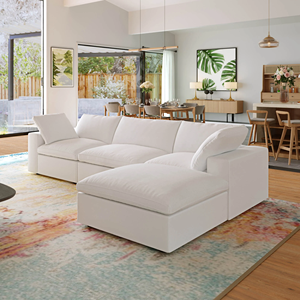 Sofá Seccional Modular NOVA de Tela Blanca Comprimida, Sofá Esquinero en Forma de L para Sala de Estar Moderna, Conjunto de Muebles para Salón - Product Image 1