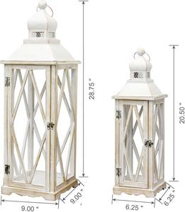 בית חווה גבוה בציר דקורטיבי עץ פמוטים לשטוף לבן רצפת פנסי נרות כפרי חיצוני פנס לחתונה גן - Product Image 5