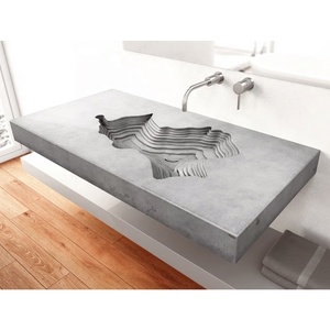 Art Design Lavabo de salle de bain mural en pierre de béton Lavabo autoportant en pierre naturelle Lavabo blanc - Product Image 1
