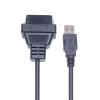 Cable USB OBD2 hembra de 16 pines personalizado a USB 2,0 a macho para herramienta de diagnóstico de coche y lector de código de ordenador portátil