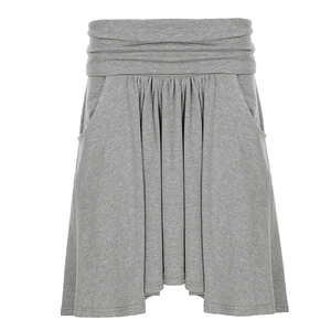 Women's Low Rise A-Line Mini <b>Skirt</b> Solid Color Knit Skater <b>Skirt</b> Foldover Waist Casual Stretch Short <b>Skirt</b> - Product Image 6