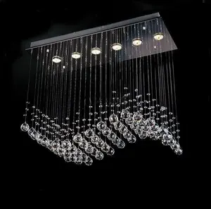 Rain Drop Crystal Ceiling Light Fixture For Dining Room Wedding Centerpieces Crystal Rectangle Chandelier