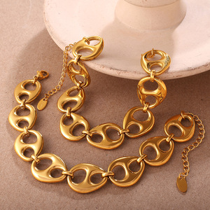 Bracelet géométrique entrelacé en alliage de zinc doré, bijoux de mode unisexe SL443 - Product Image 1