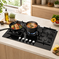 Cuisinière multifonctionnelle professionnelle en fonte, encastrable, électrique, à gaz, manuelle, à piles, à cinq brûleurs, avec surface en verre, ignifuge