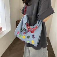 Sac fourre-tout en denim écologique pour dames sac en toile recyclable pour étudiants sac en toile fourre-tout