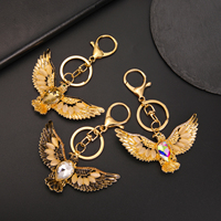Porte-clés aigle pour femmes hommes strass couleur or alliage animaux oiseaux pendentif sac à main porte-clés bijoux