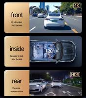 Grabadora de Video para Auto con Pantalla Táctil IPS 4K+1K+2K, Visión Nocturna, Formato H.264, Mini Portátil, 1 Año de Garantía, DVR para Auto